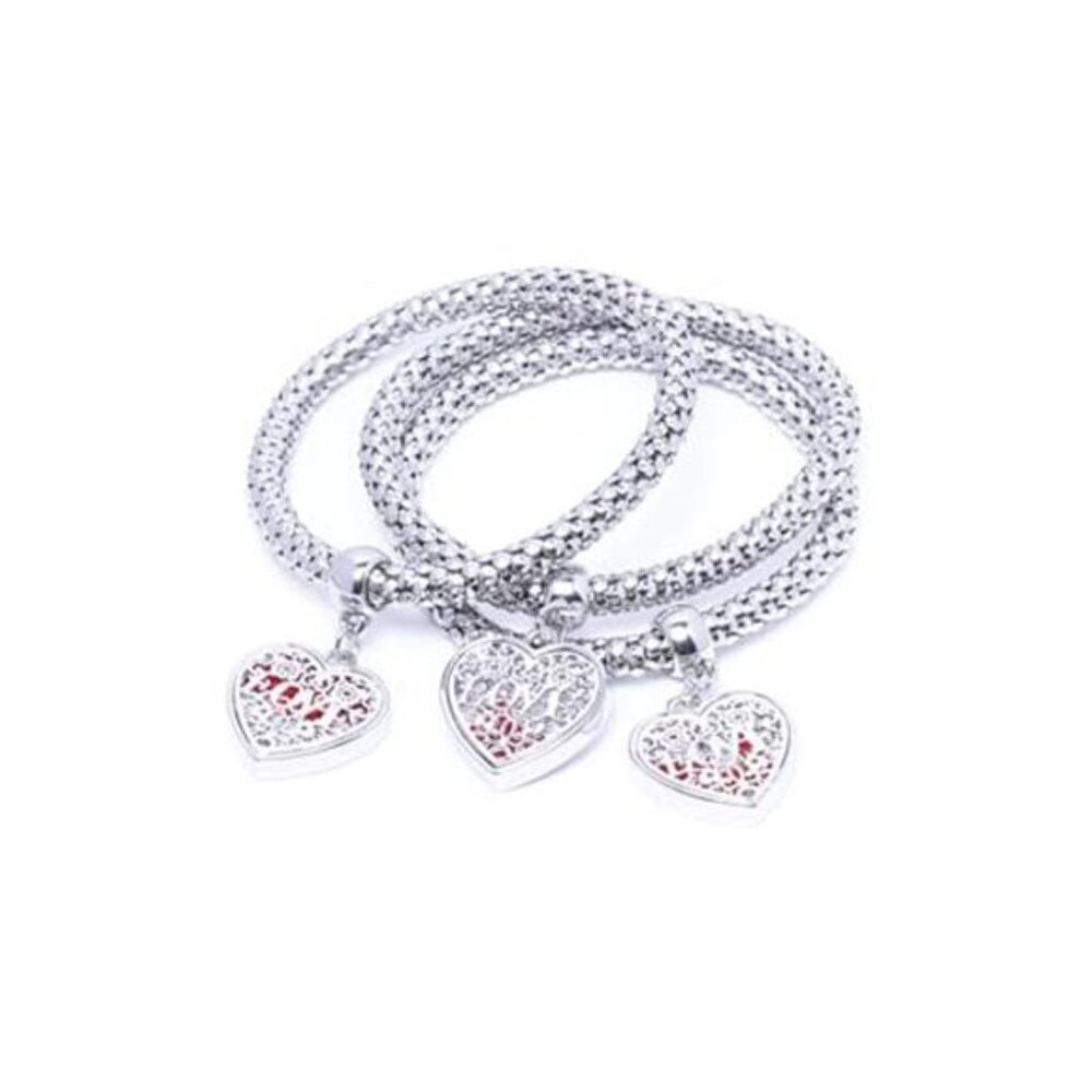 Hearts Crystal Charms Multilayer Bracelets - 3PCS Gold/Silver/Rose Gold Corn